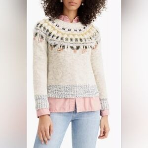 EUC J. Crew The Reeds Fair Isle Fuzzy Pullover Sweater Multi Color Medium
